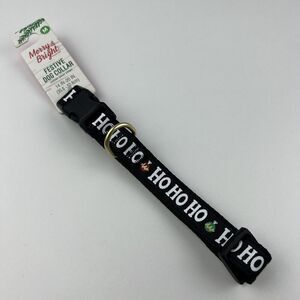 Merry & Bright Adjustable Holiday Themed Dog Collar.  “Ho Ho Ho” Black Size M